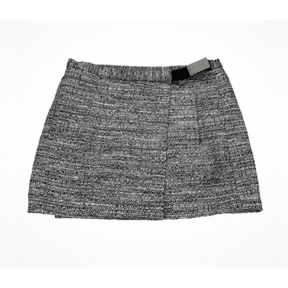 Diane Von Furstenberg Gray Lined Wrap Skirt Tweed Mini Women's Size 2 - Picture 1 of 4